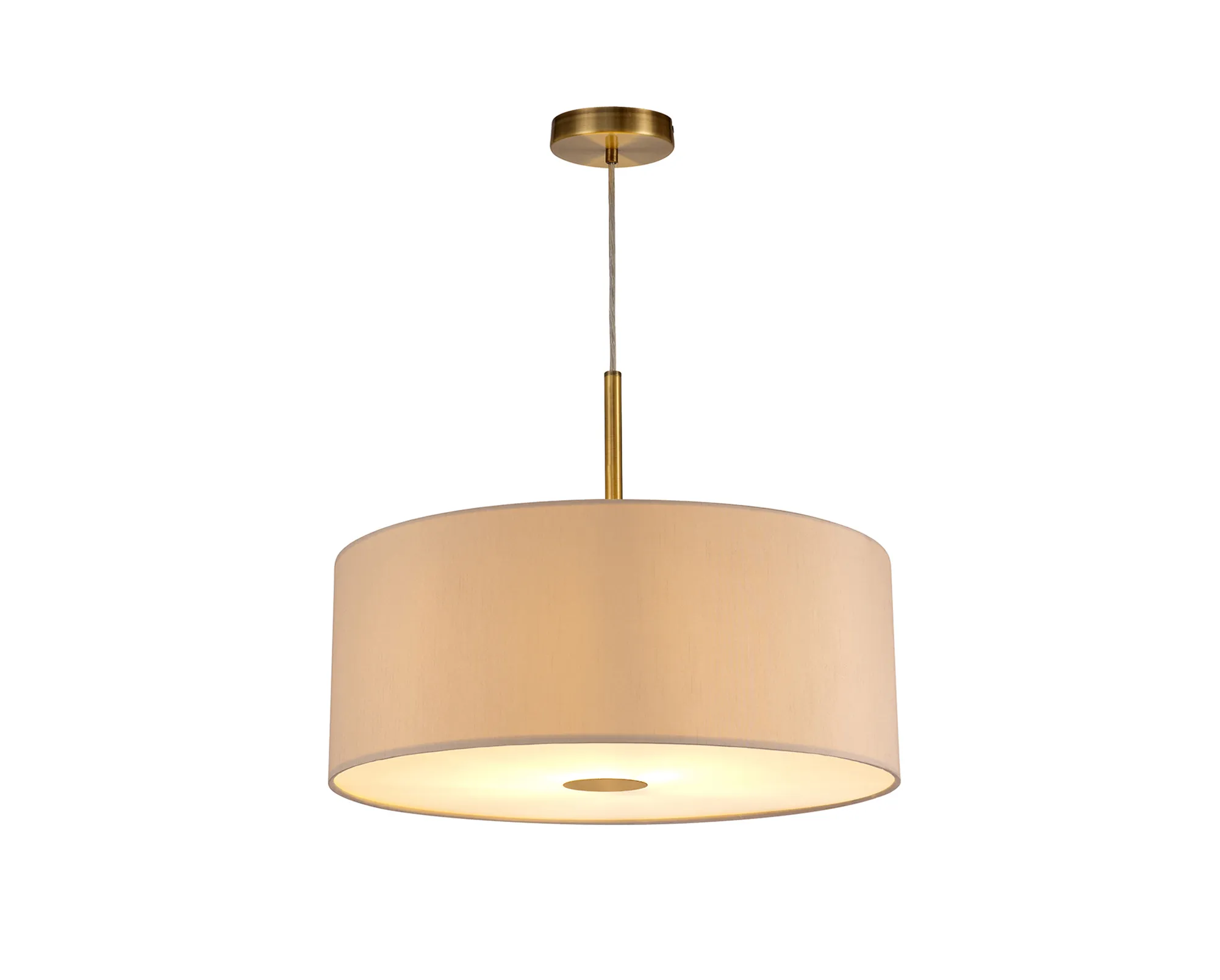 Baymont 50cm Pendant 1 Light Antique Brass, Nude Beige/Moonlight, Frosted Diffuser DK0224  Deco Baymont AB NU